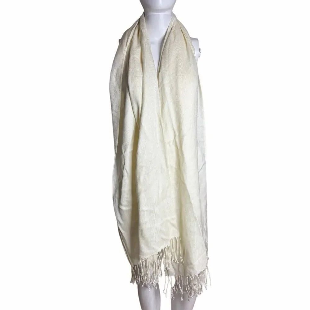 Elegant Cream Scarf with Fringe
